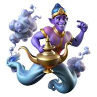 beautiful rustic A powerful djinn emerging from a magic lamp, surrounded by swirling smoke and embers. Arabian Nights style with rich, ornate details premium png