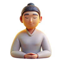 beautiful modern Portrait of a person with a serene expression meditating, lit by soft, diffused light, spiritual style genuine png