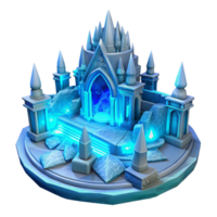 extraordinary creative Ice palace, intricate carvings, glowing blue light emanating from within, magical and ethereal, fantasy art style, high quality png