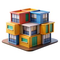 magnificent classic Modular apartment complex, prefabricated units stacked together, colorful and playful, architectural rendering style, genuine png