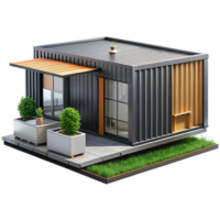 beautiful abstract Shipping container home, repurposed containers transformed into a modern dwelling, sustainable and innovative, architectural rendering style, detailed png