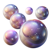 impressive classic A field of floating, translucent orbs, each containing a miniature galaxy, illuminated by a soft, celestial glow. Dreamlike, ethereal style, soft focus genuine png