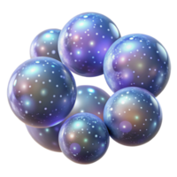 stunning artistic A field of floating, translucent orbs, each containing a miniature galaxy, illuminated by a soft, celestial glow. Dreamlike, ethereal style, soft focus high resolution png