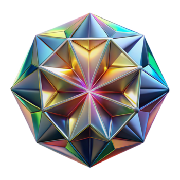 magnificent rustic A kaleidoscope of tessellated, crystalline structures, refracting light in a spectrum of rainbow colors. Art Deco style, sharp, geometric lighting high resolution png