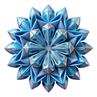 serene creative A complex fractal pattern, resembling a frozen snowflake, in shades of icy blue and white, with a subtle shimmer. Geometric, minimalist style, crisp, clear lighting premium png