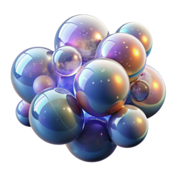dramatic abstract A cluster of floating, translucent bubbles, each containing a miniature universe, illuminated by a soft, celestial glow. Surreal, cosmic style, soft focus lighting exclusive png