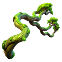magnificent rustic A twisted oak branch reaching towards the sky, covered in vibrant green moss, dramatic chiaroscuro lighting, digital painting style genuine png