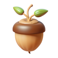 elegant abstract A sprouting acorn with a delicate root system visible, warm earth tones, botanical illustration style high quality png
