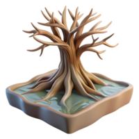 magnificent rustic A gnarled tree root system exposed on a riverbank, soft diffused light, photorealistic style 4K png