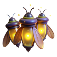 serene minimalist A group of fireflies glowing in the night, dark background with bioluminescent light, fantasy art style detailed png