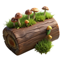 stunning classic A decaying log covered in mushrooms and moss, dim forest light, photorealistic style authentic png