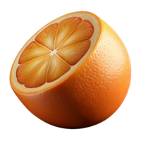elegant modern A single, ripe orange sliced in half, bright studio lighting, hyperrealistic style high quality png