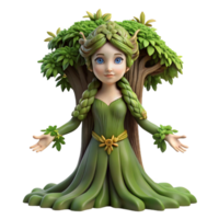 wonderful contemporary A serene dryad emerging from an ancient oak tree, adorned with moss and vines, soft dappled sunlight, Pre-Raphaelite style authentic png