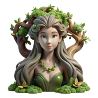vibrant minimalist A serene dryad emerging from an ancient oak tree, adorned with moss and vines, soft dappled sunlight, Pre-Raphaelite style exclusive png