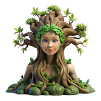 beautiful artistic A serene dryad emerging from an ancient oak tree, adorned with moss and vines, soft dappled sunlight, Pre-Raphaelite style genuine png