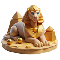 stunning abstract An elegant sphinx posing a riddle, surrounded by desert sands, golden hour lighting, Egyptian art style premium png