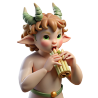 dramatic minimalist A mischievous satyr playing a pan flute, surrounded by playful nymphs, soft diffused lighting, Rococo style 4K png