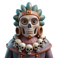 elegant rustic A wise Mictlantecuhtli, god of the underworld, adorned with skulls and bones, dark and moody lighting, Aztec mythology style 4K png