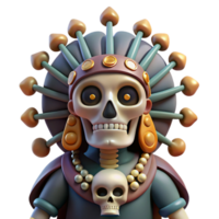 stunning abstract A wise Mictlantecuhtli, god of the underworld, adorned with skulls and bones, dark and moody lighting, Aztec mythology style professional png