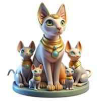 beautiful contemporary A benevolent Bastet, cat goddess, surrounded by kittens, soft and warm lighting, Egyptian mythology style original png