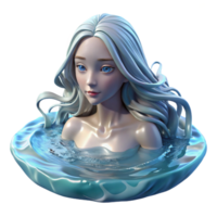 beautiful minimalist A serene water nymph, her hair flowing like liquid silver, emerging from a crystal-clear spring, illuminated by dappled sunlight, in a pre-Raphaelite style high quality png
