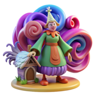 impressive artistic A powerful Slavic Baba Yaga, her hut standing on giant chicken legs, surrounded by a swirling vortex of vibrant colors, in a folk art style authentic png