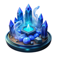 elegant creative A wise oracle, consulting the runes, surrounded by swirling mists and glowing crystals, illuminated by ethereal blue light, in a fantasy art style high quality png