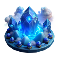 stunning contemporary A wise oracle, consulting the runes, surrounded by swirling mists and glowing crystals, illuminated by ethereal blue light, in a fantasy art style original png
