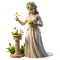 magnificent modern A benevolent Greek nymph, tending to a sacred grove, her dress adorned with flowers, illuminated by dappled sunlight, in a classical art style authentic png