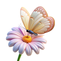 wonderful abstract A delicate butterfly landing on a daisy, macro photography, soft pastel colors high resolution png