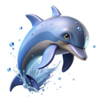 elegant classic A playful dolphin leaping out of the ocean, sparkling water droplets, dynamic and energetic authentic png