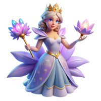 beautiful classic A beautiful fairy queen holding a magic wand, surrounded by glowing flowers in a moonlit glade. Fantasy style authentic png