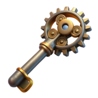 magnificent creative A steampunk key, intricate gears and filigree, mysterious, dim lighting, fantasy art style authentic png