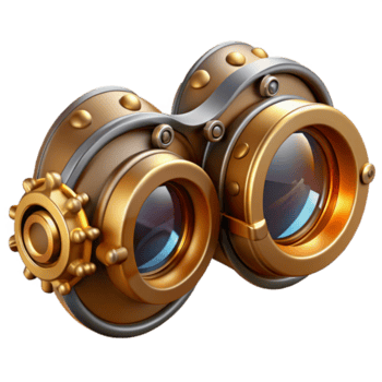 vibrante tradicional steampunk óculos, intrincado lentes e engrenagens, reflexivo, dramático iluminação, produtos Projeto estilo exclusivo png