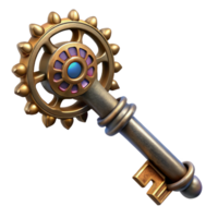 beautiful contemporary A steampunk key, intricate gears and filigree, mysterious, dim lighting, fantasy art style original png