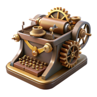 vibrant abstract A steampunk typewriter, intricate keys and gears, warm, ambient lighting, vintage illustration style 4K png