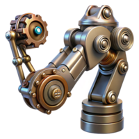 impressive abstract A steampunk robotic arm, intricate gears and pistons, powerful, metallic lighting, cyberpunk style authentic png