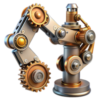 beautiful minimalist A steampunk robotic arm, intricate gears and pistons, powerful, metallic lighting, cyberpunk style authentic png