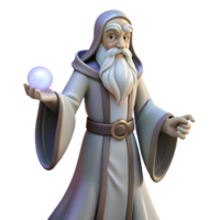 serene artistic A wise old wizard with a long white beard and flowing robes, holding a glowing orb, in a dimly lit, mysterious chamber, painted in a classic fantasy art style high resolution png