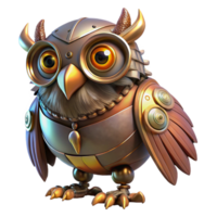 deslumbrante artístico steampunk robótico coruja, intrincado engrenagens e penas, brilhando olhos, misterioso iluminação, fantasia arte estilo profissional png