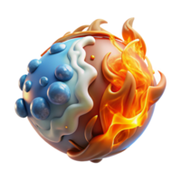 dramatic contemporary A powerful elemental with glowing earth, air, fire, and water swirling around its body, illuminated by the combined elements, in a dynamic, abstract style high quality png