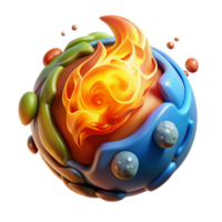 serene rustic A powerful elemental with glowing earth, air, fire, and water swirling around its body, illuminated by the combined elements, in a dynamic, abstract style authentic png