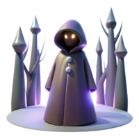 dramatic rustic A mysterious, hooded figure standing in a dark forest, illuminated by a single ray of moonlight, in a haunting, atmospheric style detailed png
