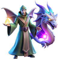 extraordinary rustic A powerful sorcerer summoning a spectral dragon, illuminated by the ethereal glow of the dragon, in a dramatic, magical style professional png