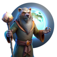 elegant modern A wise old druid shapeshifting into a powerful bear, illuminated by the glow of the full moon, in a mystical, naturalistic style professional png