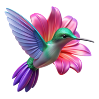 wonderful creative A hummingbird hovering near a vibrant fuchsia flower, iridescent feathers, motion blur, dynamic lighting original png