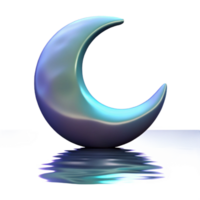 elegant creative A crescent moon illuminating a calm lake, reflecting moonlight, serene atmosphere, romantic style professional png
