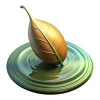 stunning abstract A single leaf floating on water, ripples and reflections, soft light, minimalist style premium png