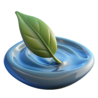 serene artistic A single leaf floating on water, ripples and reflections, soft light, minimalist style premium png