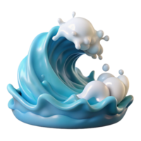 impressive contemporary A wave crashing on the shore, dynamic motion, white foam, ocean landscape, realistic rendering detailed png